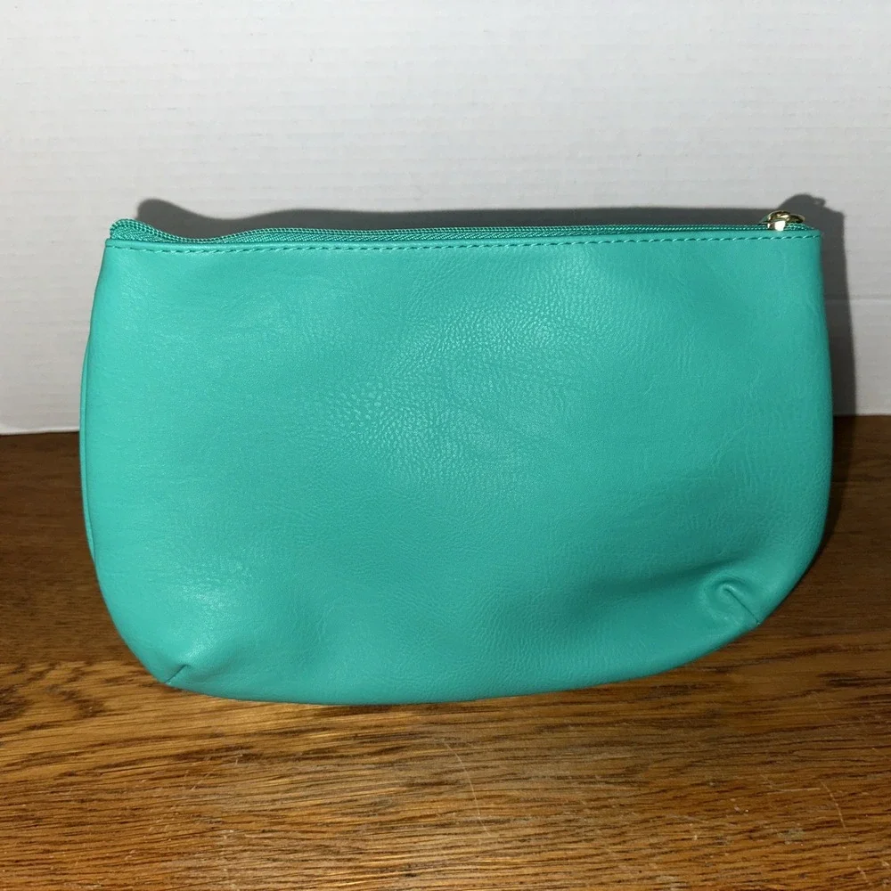 ELIZABETH ARDEN New York Green Clutch Medium Cosmetic Bag Pouch‎ Exterior Pocket